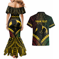Personalised Vanuatu Happy Father's Day Couples Matching Mermaid Dress and Hawaiian Shirt Mi Lavem Yu Papa Polynesian Tribal
