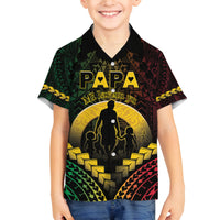 Personalised Vanuatu Happy Father's Day Family Matching Off The Shoulder Long Sleeve Dress and Hawaiian Shirt Mi Lavem Yu Papa Polynesian Tribal