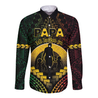Personalised Vanuatu Happy Father's Day Long Sleeve Button Shirt Mi Lavem Yu Papa Polynesian Tribal LT05 Unisex Reggae - Polynesian Pride