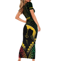 Personalised Vanuatu Happy Father's Day Short Sleeve Bodycon Dress Mi Lavem Yu Papa Polynesian Tribal