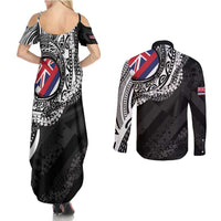 Hawaii Flag Day Couples Matching Summer Maxi Dress and Long Sleeve Button Shirt Hawaiian Maile Lei LT05 - Polynesian Pride
