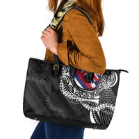 Hawaii Flag Day Leather Tote Bag Hawaiian Maile Lei