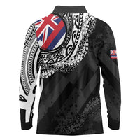 Hawaii Flag Day Long Sleeve Polo Shirt Hawaiian Maile Lei LT05 - Polynesian Pride