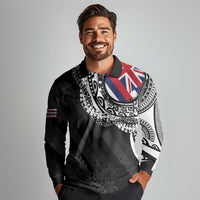 Hawaii Flag Day Long Sleeve Polo Shirt Hawaiian Maile Lei LT05 - Polynesian Pride