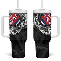 Hawaii Flag Day Tumbler With Handle Hawaiian Maile Lei