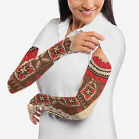 Samoa Language Week Arm Sleeves Samoan Motif With Red Hibiscus LT05 - Polynesian Pride