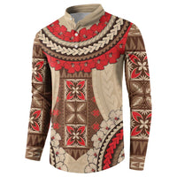 Samoa Language Week Button Sweatshirt Samoan Motif With Red Hibiscus LT05 - Polynesian Pride