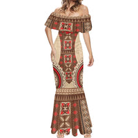 Samoa Language Week Mermaid Dress Samoan Motif With Red Hibiscus
