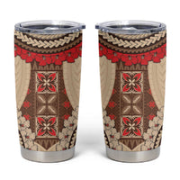 Samoa Language Week Tumbler Cup Samoan Motif With Red Hibiscus