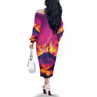 Hawaii Kilauea Volcano Family Matching Off The Shoulder Long Sleeve Dress and Hawaiian Shirt There Is Pele Goddess Of The Volcano - Polynesian Pride