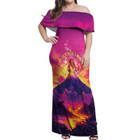 Hawaii Kilauea Volcano Off Shoulder Maxi Dress There Is Pele Goddess Of The Volcano - Polynesian Pride