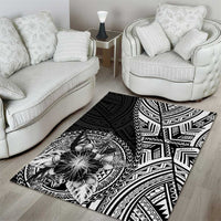Hibiscus With Black Austronesian Tattoo Pattern Area Rug - Polynesian Pride
