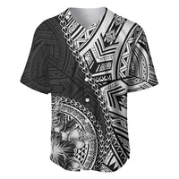 Hibiscus With Black Austronesian Tattoo Pattern Baseball Jersey - Polynesian Pride