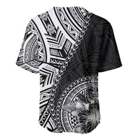 Hibiscus With Black Austronesian Tattoo Pattern Baseball Jersey - Polynesian Pride