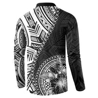 Hibiscus With Black Austronesian Tattoo Pattern Button Sweatshirt - Polynesian Pride