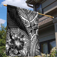 Hibiscus With Black Austronesian Tattoo Pattern Garden Flag - Polynesian Pride
