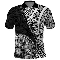 Hibiscus With Black Austronesian Tattoo Pattern Polo Shirt - Polynesian Pride