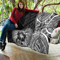 Hibiscus With Black Austronesian Tattoo Pattern Quilt - Polynesian Pride