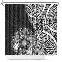 Hibiscus With Black Austronesian Tattoo Pattern Shower Curtain - Polynesian Pride