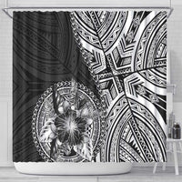 Hibiscus With Black Austronesian Tattoo Pattern Shower Curtain - Polynesian Pride