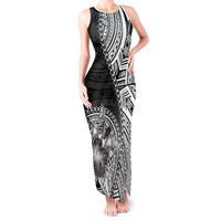 Hibiscus With Black Austronesian Tattoo Pattern Tank Maxi Dress - Polynesian Pride
