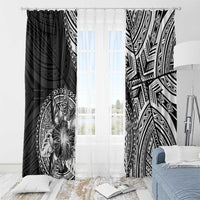 Hibiscus With Black Austronesian Tattoo Pattern Window Curtain - Polynesian Pride