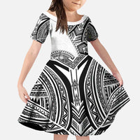 Hibiscus With White Austronesian Tattoo Pattern Family Matching Off Shoulder Maxi Dress and Hawaiian Shirt - Polynesian Pride