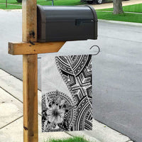 Hibiscus With White Austronesian Tattoo Pattern Garden Flag - Polynesian Pride
