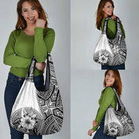 Hibiscus With White Austronesian Tattoo Pattern Grocery Bag - Polynesian Pride
