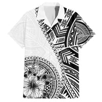 Hibiscus With White Austronesian Tattoo Pattern Hawaiian Shirt - Polynesian Pride