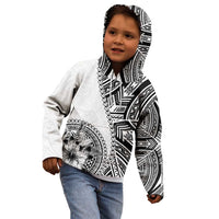 Hibiscus With White Austronesian Tattoo Pattern Kid Hoodie LT05 - Polynesian Pride