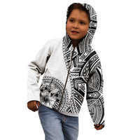 Hibiscus With White Austronesian Tattoo Pattern Kid Hoodie LT05 - Polynesian Pride