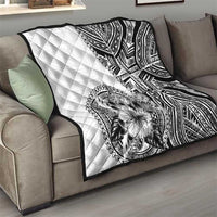 Hibiscus With White Austronesian Tattoo Pattern Quilt - Polynesian Pride