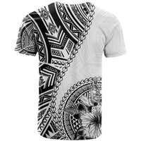 Hibiscus With White Austronesian Tattoo Pattern T Shirt - Polynesian Pride