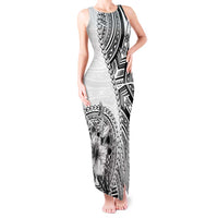 Hibiscus With White Austronesian Tattoo Pattern Tank Maxi Dress - Polynesian Pride