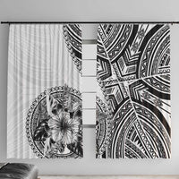Hibiscus With White Austronesian Tattoo Pattern Window Curtain - Polynesian Pride