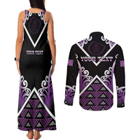 Personalised Aotearoa Moriori Couples Matching Tank Maxi Dress and Long Sleeve Button Shirt Maori Pattern New Zealand - Polynesian Pride