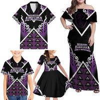 Personalised Aotearoa Moriori Family Matching Off Shoulder Maxi Dress and Hawaiian Shirt Maori Pattern New Zealand - Polynesian Pride