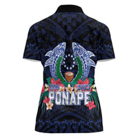 Happy Pohnpei Liberation Day Women Polo Shirt Polynesian Shark Turtle Motif LT05 - Polynesian Pride