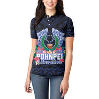 Happy Pohnpei Liberation Day Women Polo Shirt Polynesian Shark Turtle Motif LT05 - Polynesian Pride