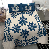 Cook Islands Navy Blue Tivaevae Bedding Set - Polynesian Pride