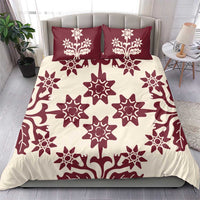 Cook Islands Maroon Tivaevae Bedding Set - Polynesian Pride