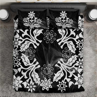 Cook Islands Tivaevae Quilt Bedding Set Black Marble - Polynesian Pride