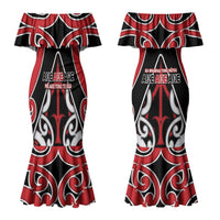 New Zealand Maori Language Week Couples Matching Mermaid Dress and Long Sleeve Button Shirt Mo Ake Tonu Te Reo