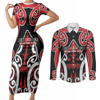 New Zealand Maori Language Week Couples Matching Short Sleeve Bodycon Dress and Long Sleeve Button Shirt Mo Ake Tonu Te Reo
