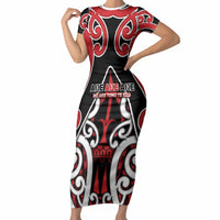 New Zealand Maori Language Week Short Sleeve Bodycon Dress Mo Ake Tonu Te Reo