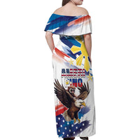 Filipino American History Month Family Matching Off Shoulder Maxi Dress and Hawaiian Shirt Bald Eagle Tarsier Together