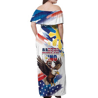 Filipino American History Month Off Shoulder Maxi Dress Bald Eagle Tarsier Together LT05 - Polynesian Pride