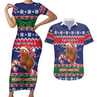 New Zealand Christmas Couples Matching Short Sleeve Bodycon Dress and Hawaiian Shirt Kiwi-sh You A Merry Christmas - Polynesian Pride