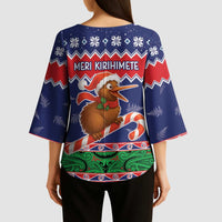 New Zealand Christmas Kimono Sleeve Blouse Kiwi-sh You A Merry Christmas - Polynesian Pride